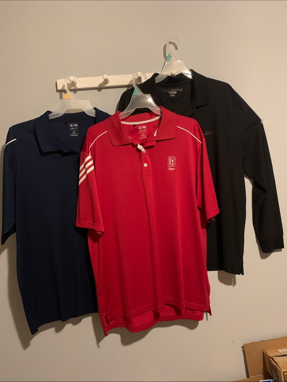 Golf Shirts XL Polo style 2 short sleeve Adidas & 1 L sleeve Greg Norman (blk)